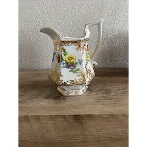 Royal Danube Small Pitcher  Multi Color Floral With Gold Trim Stamped 20oz